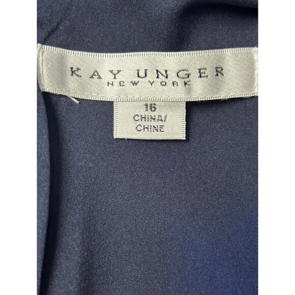 Kay Unger Delfina Statement Sleeve Gown Midnight Pink Zinnia Size 16 NWT - Picture 9 of 12